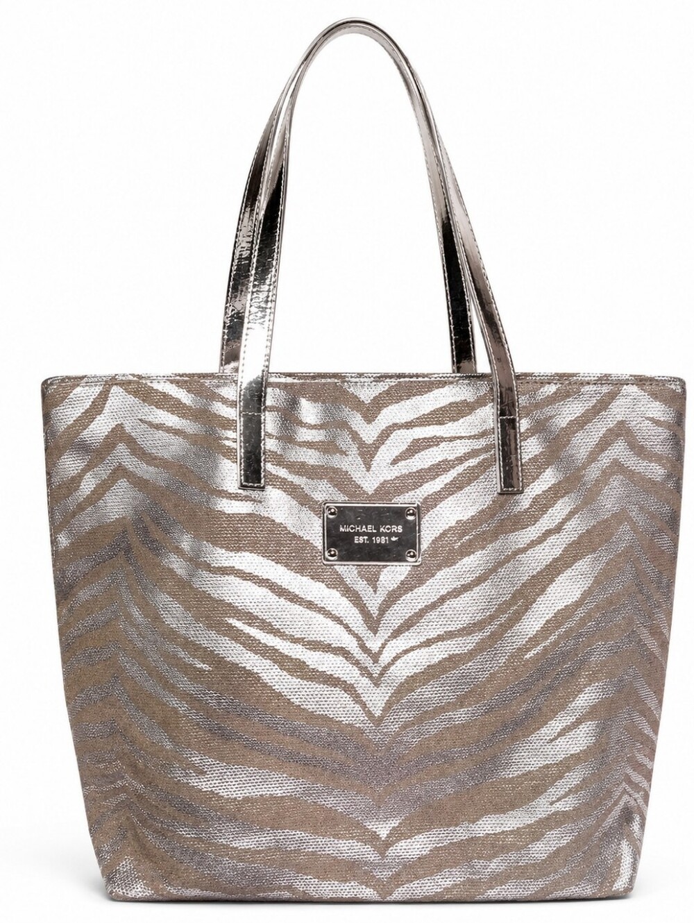 Michael Kors Metallic Rose Gold Zebra-Print Tote